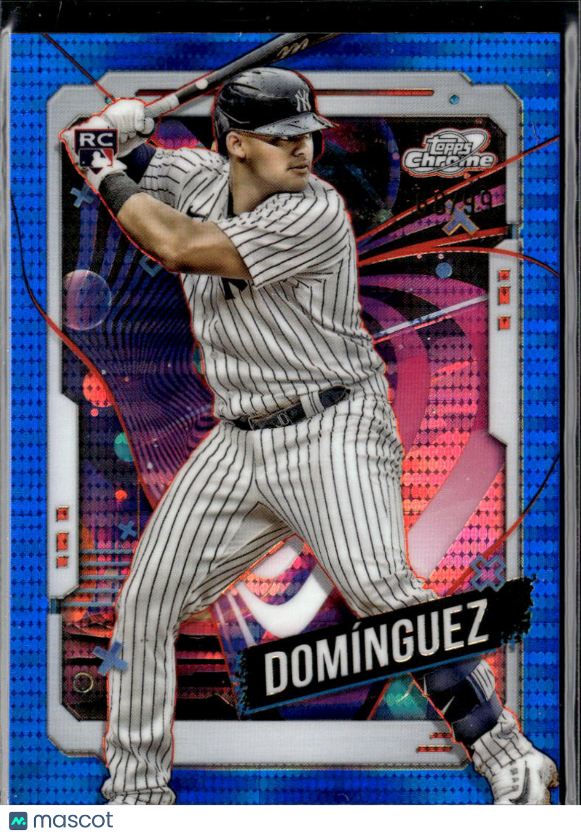 Jasson Domínguez 2024 Topps Chrome RC Blue Sonic Refractor New York Yankees