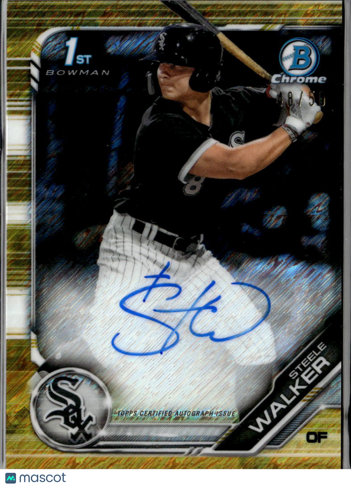 Steele Walker 2019 Bowman Chrome 1st Auto Autograph RC GOLD 48/50 White Sox
