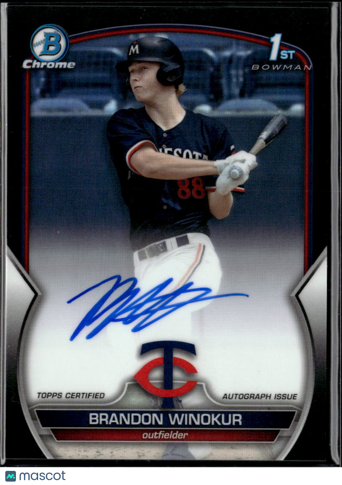 Brandon Winokur 2023 Bowman Chrome 1st Auto Autograph RC 6/75 Minnesota Twins