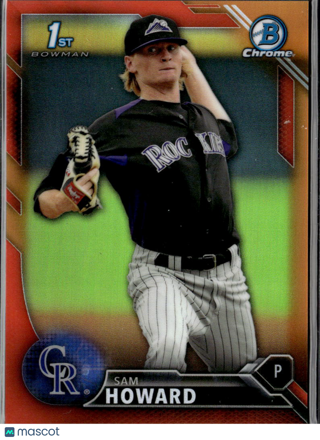 Sam Howard 2016 Bowman Chrome 1st Orange Refractor RC 23/25 Colorado Rockies