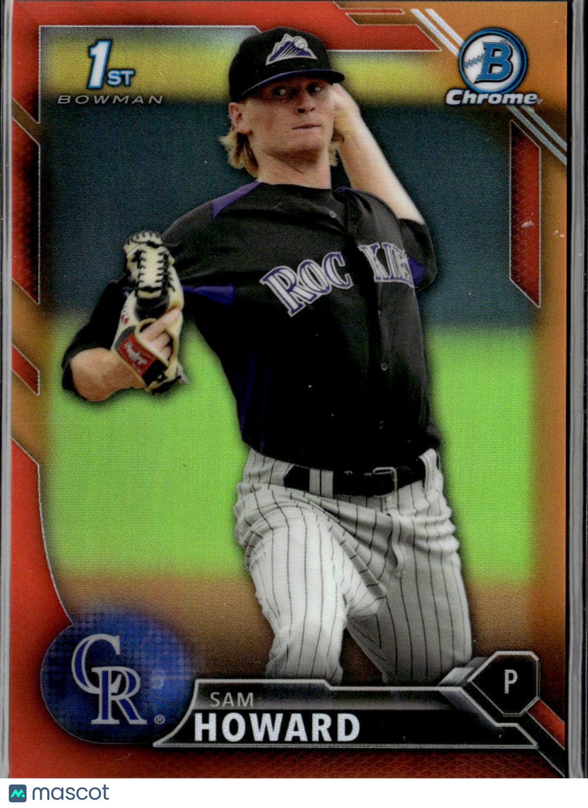 Sam Howard 2016 Bowman Chrome 1st Orange Refractor RC 23/25 Colorado Rockies