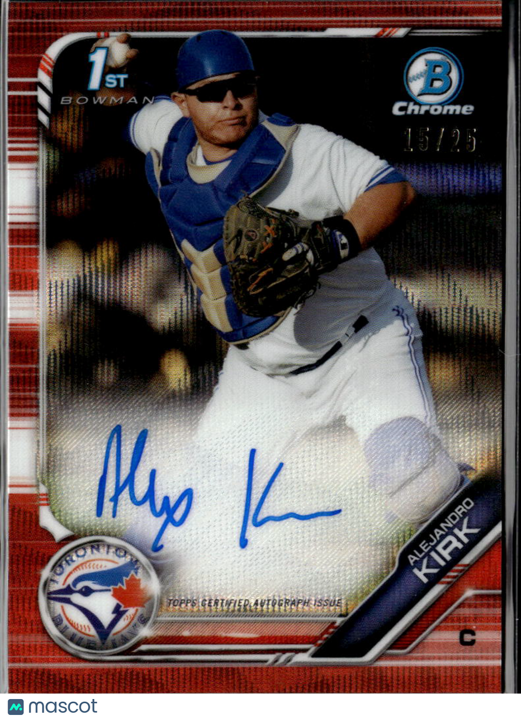 Alejandro Kirk 2019 Bowman Chrome 1st Auto Autograph Orange 15/25 Blue Jays