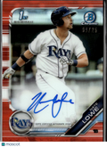 Nate Lowe 2019 Bowman Chrome 1st Auto Autograph Orange 9/25 Tampa Bay Rays
