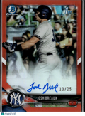Josh Breaux 2018 Bowman Chrome 1st Auto Autograph RC 13/25 New York Yankees