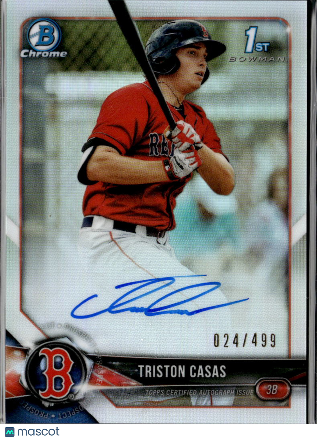 Triston Casas 2018 Bowman Chrome 1st Auto Autograph 112/499 Boston Red Sox