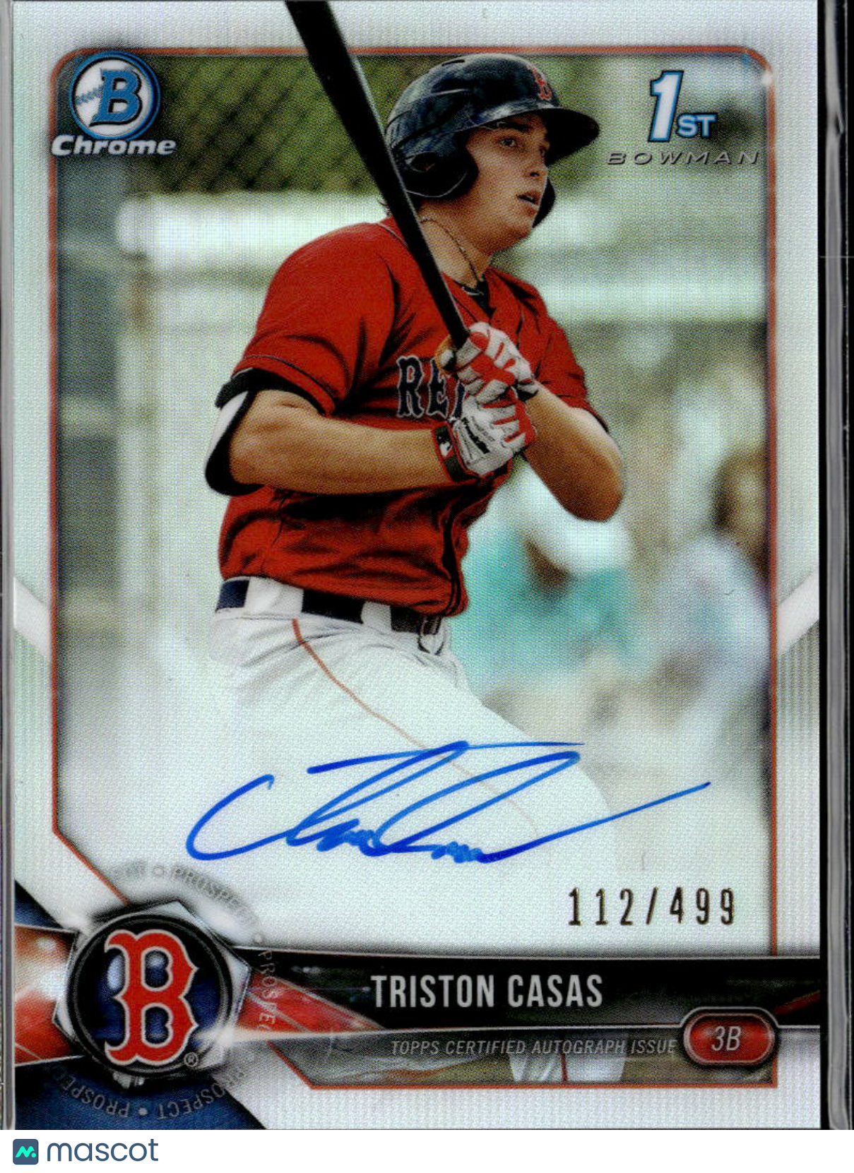 Triston Casas 2018 Bowman Chrome 1st Bowman Auto Refractor /499 Boston Red Sox
