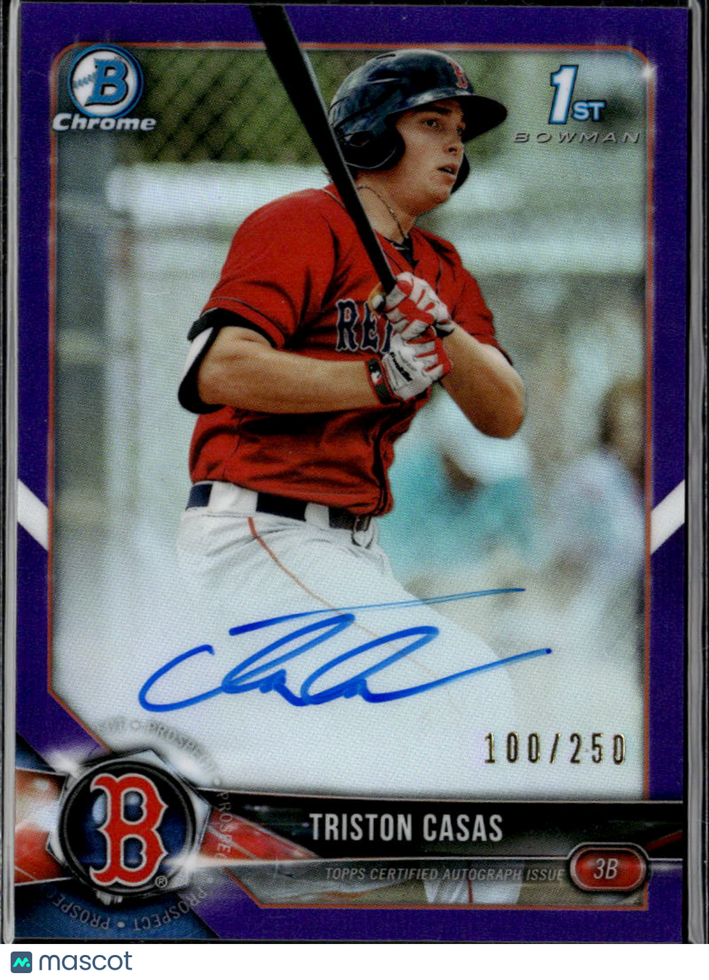 Triston Casas 2018 Bowman Chrome 1st Auto Autograph Purple /250 Boston Red Sox