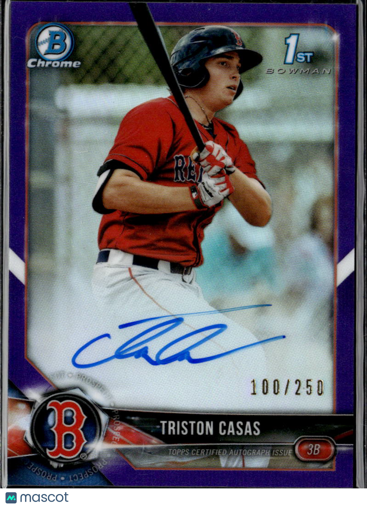 Triston Casas 2018 Bowman Chrome 1st Auto Autograph Purple /250 Boston Red Sox