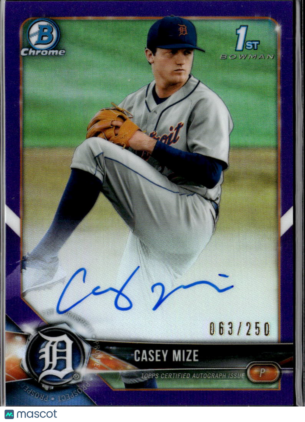 Casey Mize 2018 Bowman Chrome 1st Auto Autograph RC 63/250 Detroit Tigers