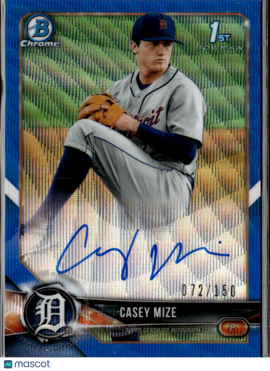 Casey Mize 2018 Bowman Chrome 1st Auto Autograph RC Blue 72/150 Detroit Tigers