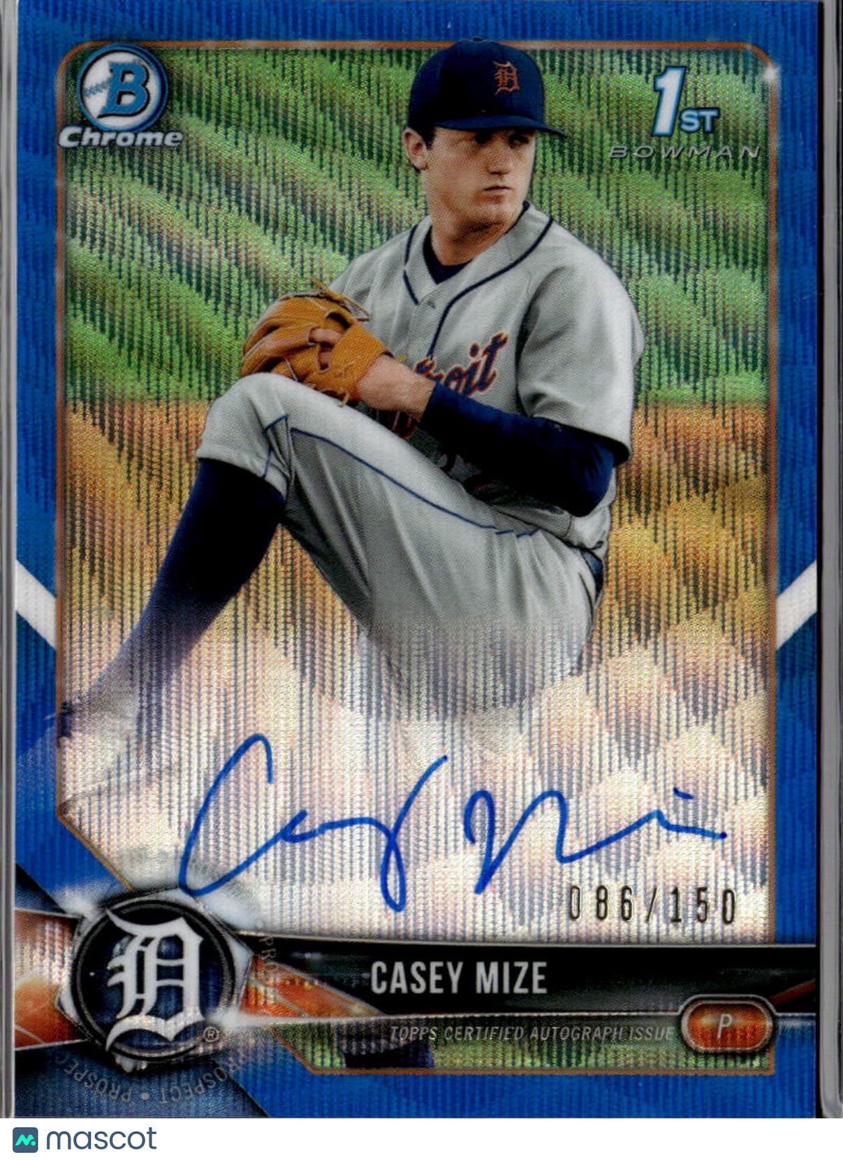 Casey Mize 2018 Bowman Chrome 1st Auto Autograph RC Blue 86/150 Detroit Tigers