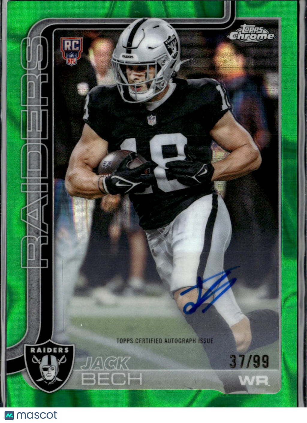 Jack Bech 2025 Topps Chrome Auto Autograph RC Green 37/99 Las Vegas Raiders