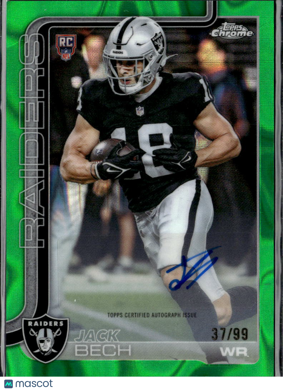 Jack Bech 2025 Topps Chrome Auto Autograph RC Green 37/99 Las Vegas Raiders