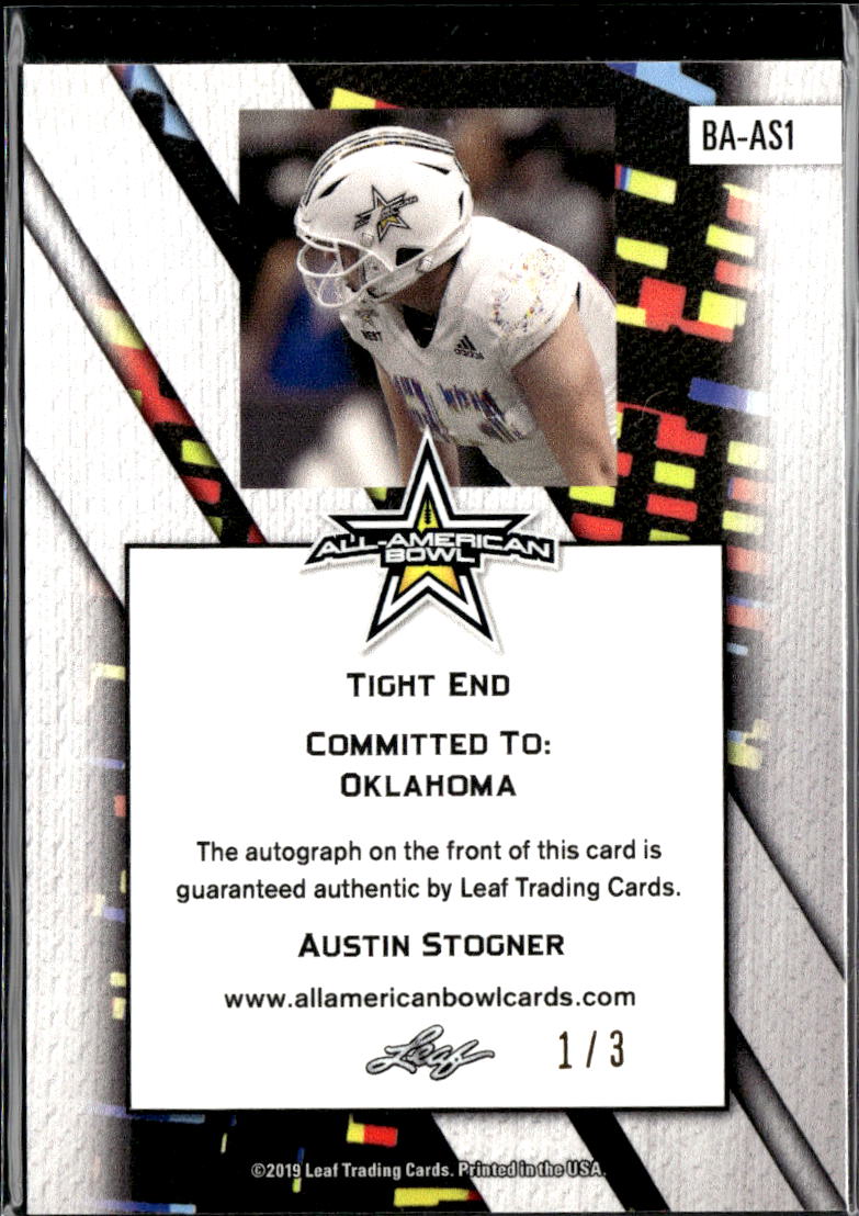 Austin Stogner 2019 Leaf Metal All-American Bowl Auto Autograph 1/3 Sooners