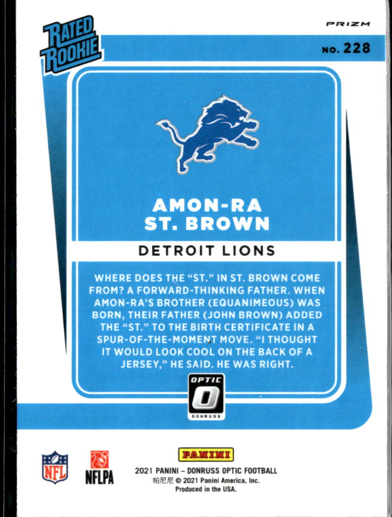 Amon-Ra St. Brown 2021 Optic Rated Rookie Purple Velocity Detroit Lions