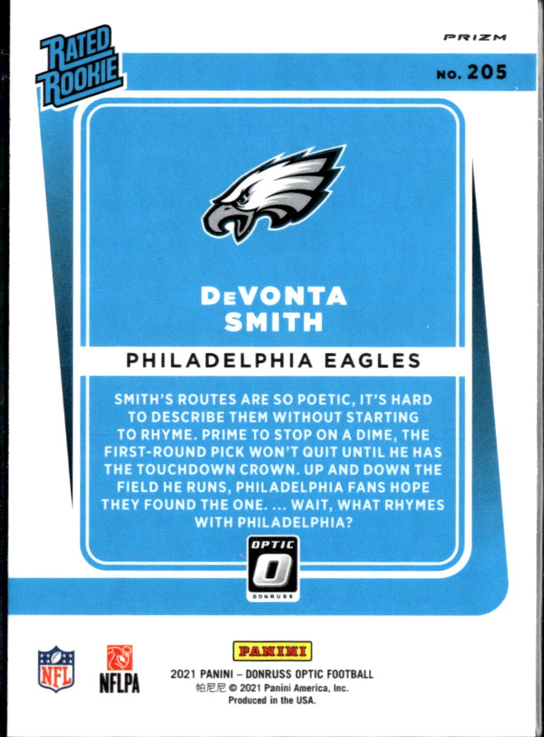 DeVonta Smith 2021 Optic Rocket Prizm Rated Rookie SSP Philadelphia Eagles
