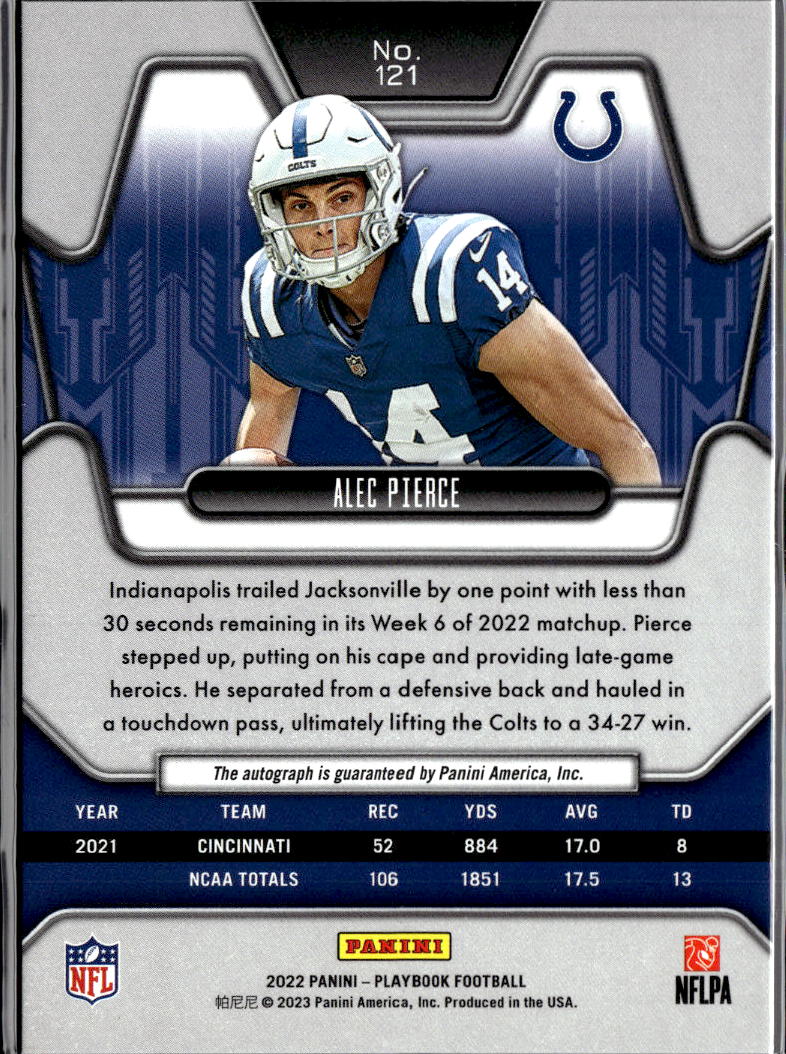 Alec Pierce 2022 Playbook Auto Autograph Rookie RC 11/25 Indianapolis Colts
