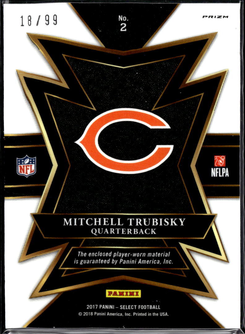 Mitchell Trubisky 2017 Select Sparks Jersey Patch RC 18/99 Chicago Bears