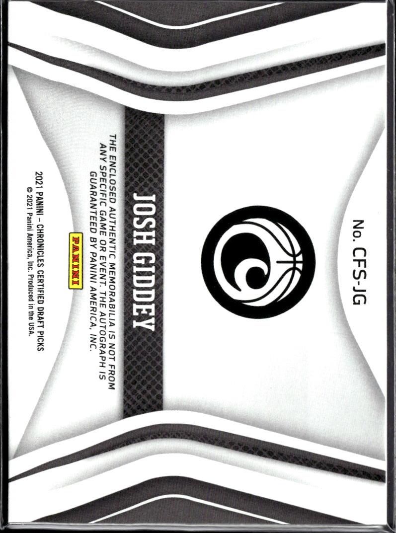 Josh Giddey 2021 Certified Auto Autograph Patch RC Rookie Chicago Bulls 24/99