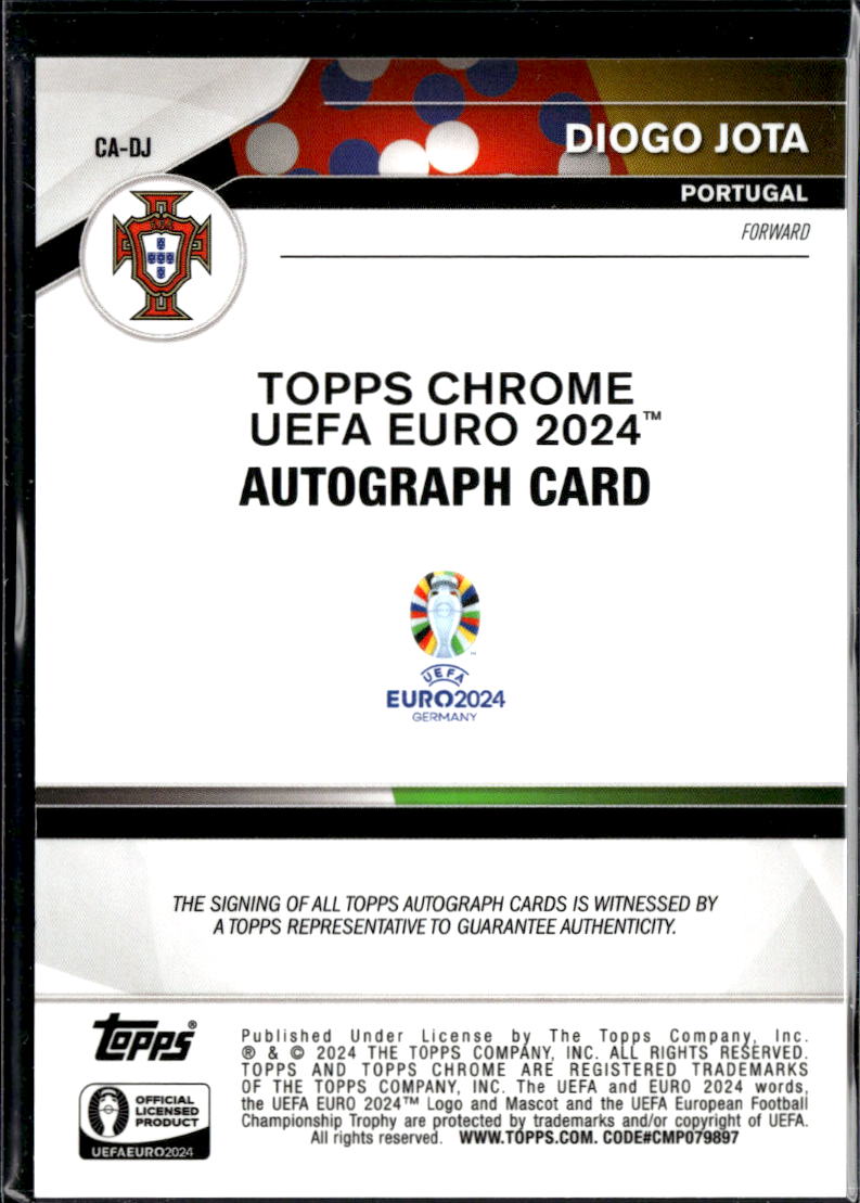 Diogo Jota 2024 Topps Chrome UEFA Euro Auto Autograph Portugal