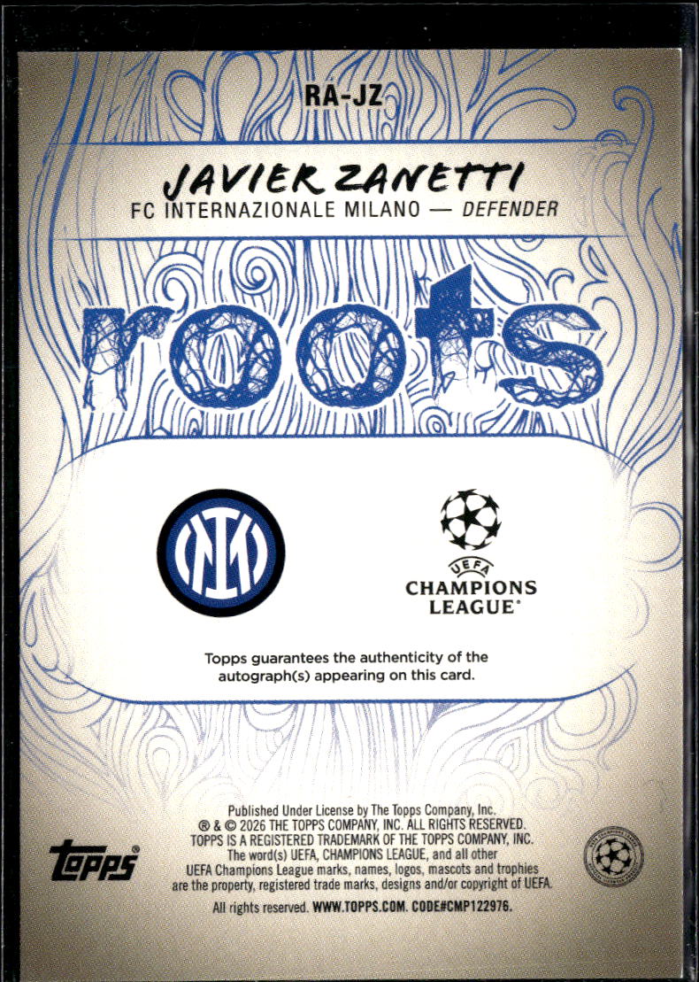Javier Zanetti 2026 Topps UEFA Roots Auto Autograph FC Internazionale Milano