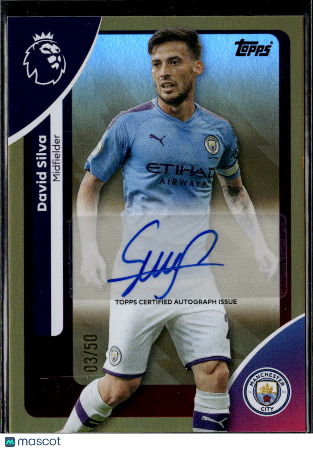 David Silva 2025 Topps Premier League Auto Autograph GOLD 3/50 Manchester City