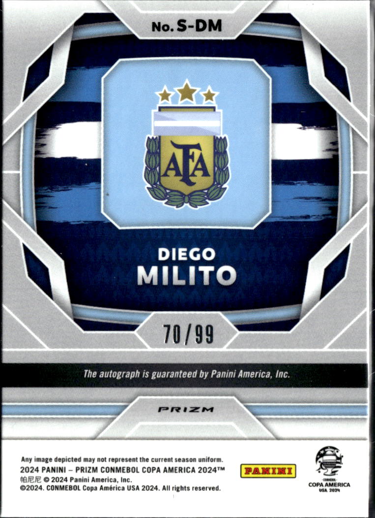 Diego Milito 2024 Prizm Copa America Auto Autograph 70/99 Argentina