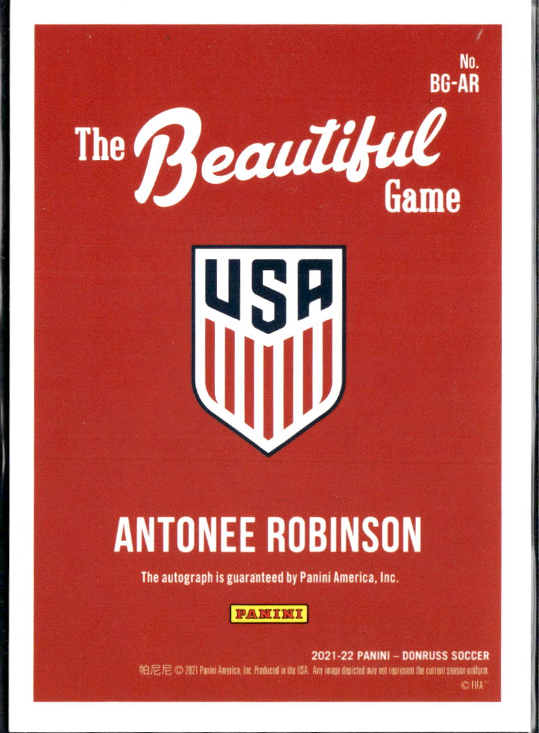Antonee Robinson 2021 Donruss The Beautiful Game Auto Autograph United States