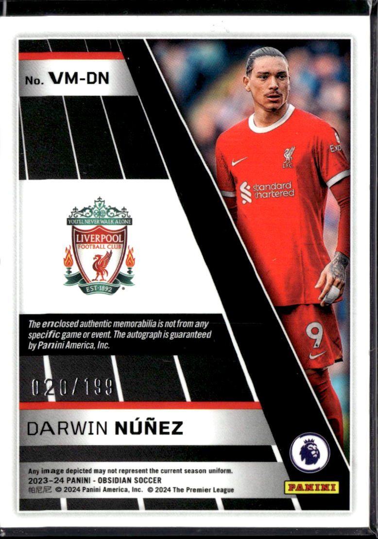 Darwin Núñez 2024 Obsidian Volcanic Auto Autograph Patch 20/199 Liverpool FC