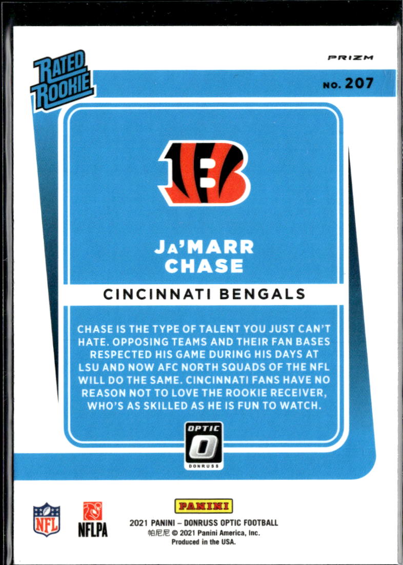 Ja'Marr Chase 2021 Optic Rated Rookie RC Blue Hyper #207 Cincinnati Bengals