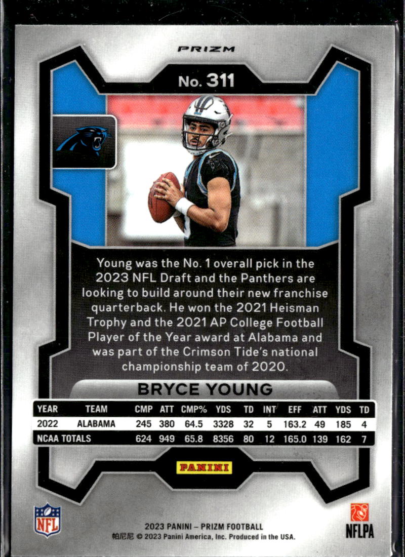 Bryce Young 2023 Prizm Green Pulsar Prizm Rookie RC Carolina Panthers