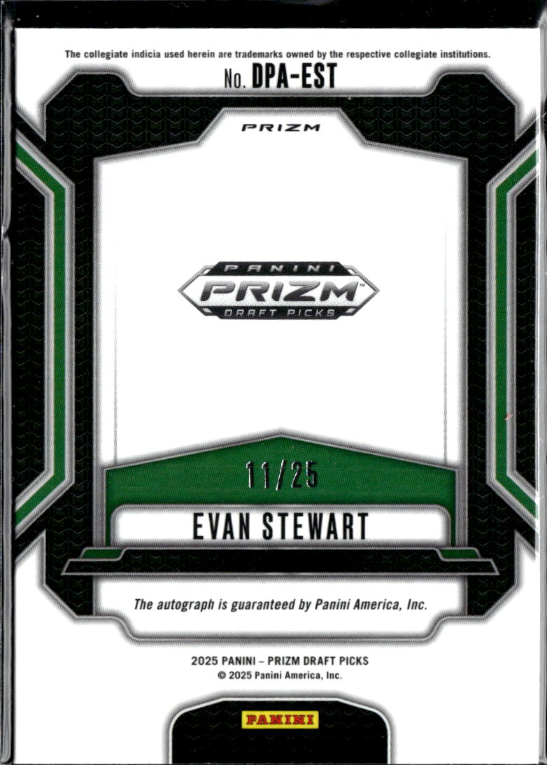 Evan Stewart 2025 Prizm Draft Picks Auto Autograph RC 11/25 Oregon Ducks
