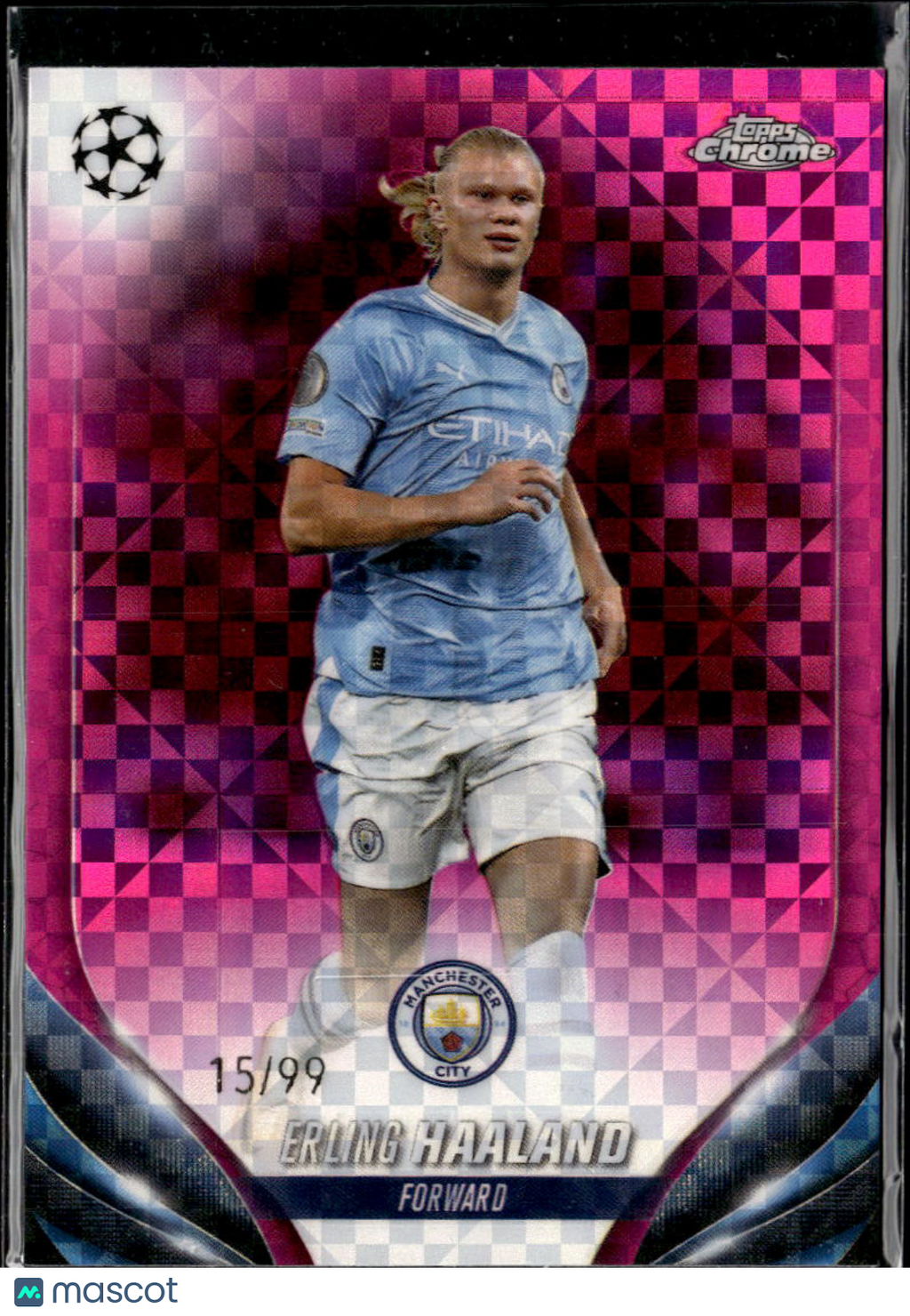 Erling Haaland 2023 Topps Chrome UEFA Pink X-Fractor 15/99 Manchester City