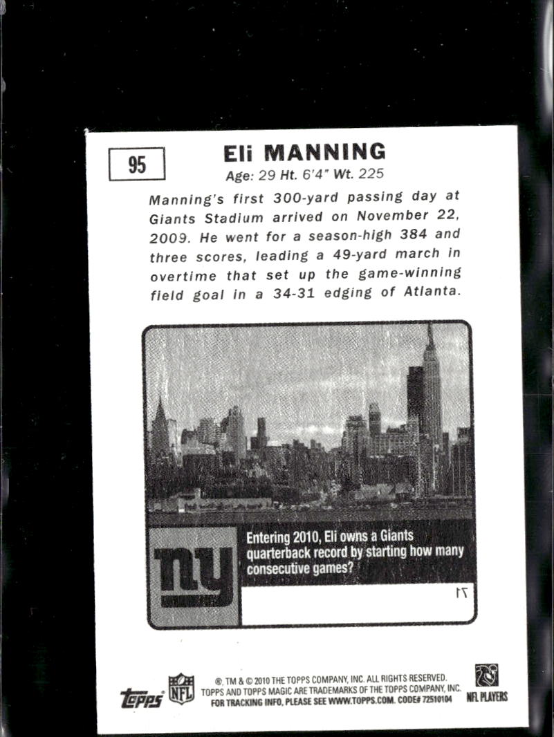 Eli Manning 2010 Topps Magic MINI 45/50 New York Giants