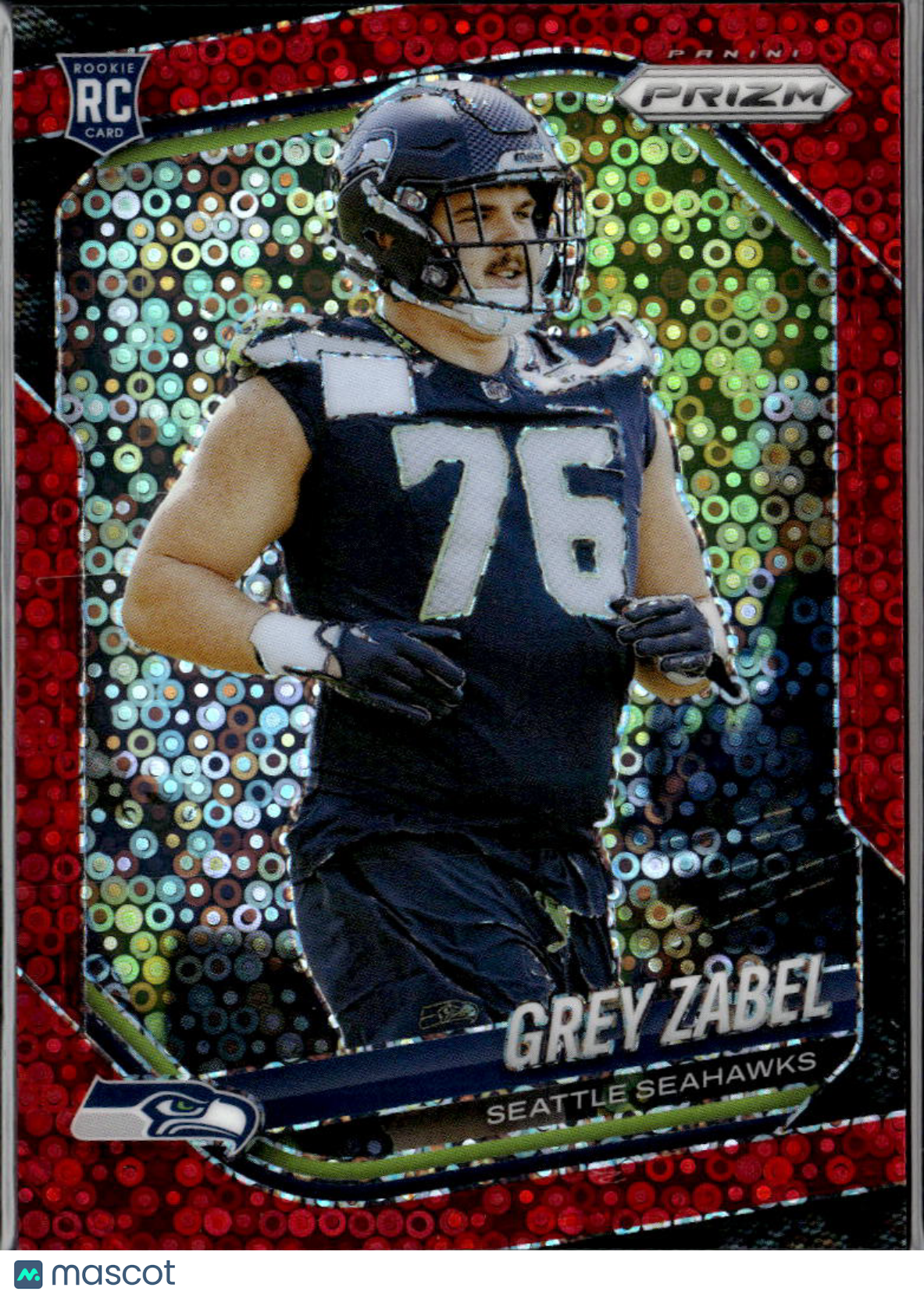 Grey Zabel 2025 Prizm Red Disco Prizm Rookie RC 35/99 Seattle Seahawks