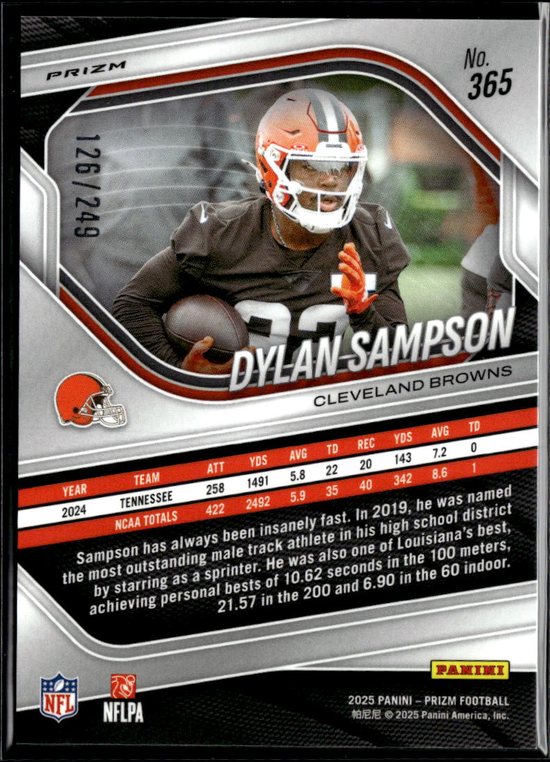 Dylan Sampson 2025 Prizm Orange Prizm Rookie RC 126/249 Cleveland Browns