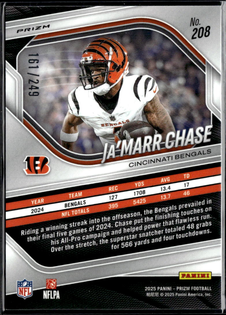 Ja'Marr Chase 2025 Prizm Orange Prizm 161/249 Cincinnati Bengals