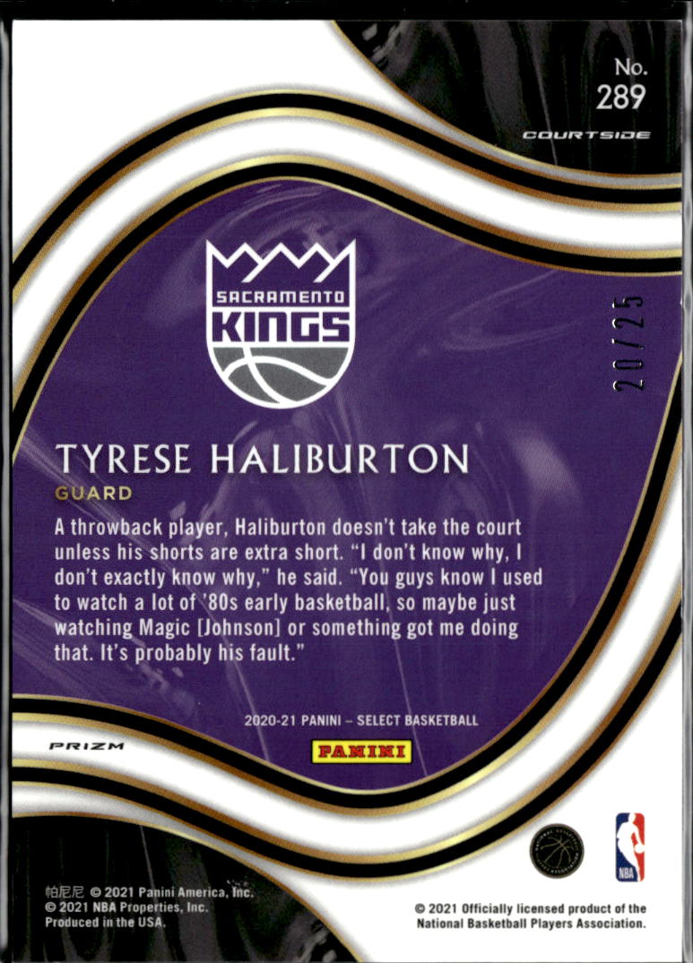 Tyrese Haliburton 2020-21 Select Courtside Blue Disco Prizm RC 20/25 Kings