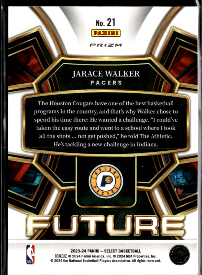 Jarace Walker 2023-24 Select Future Green Emerald RC 3/5 Indiana Pacers