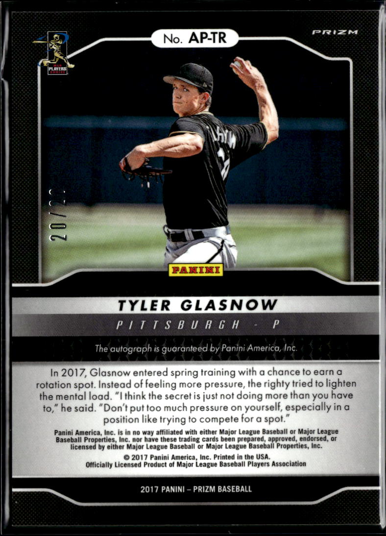 Tyler Glasnow 2017 Prizm Auto Autograph Green 20/20 Pittsburgh Pirates