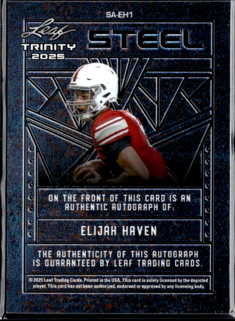 Elijah Haven 2025 Leaf Trinity Steel Auto Autograph Pink RC Dunham 1/1