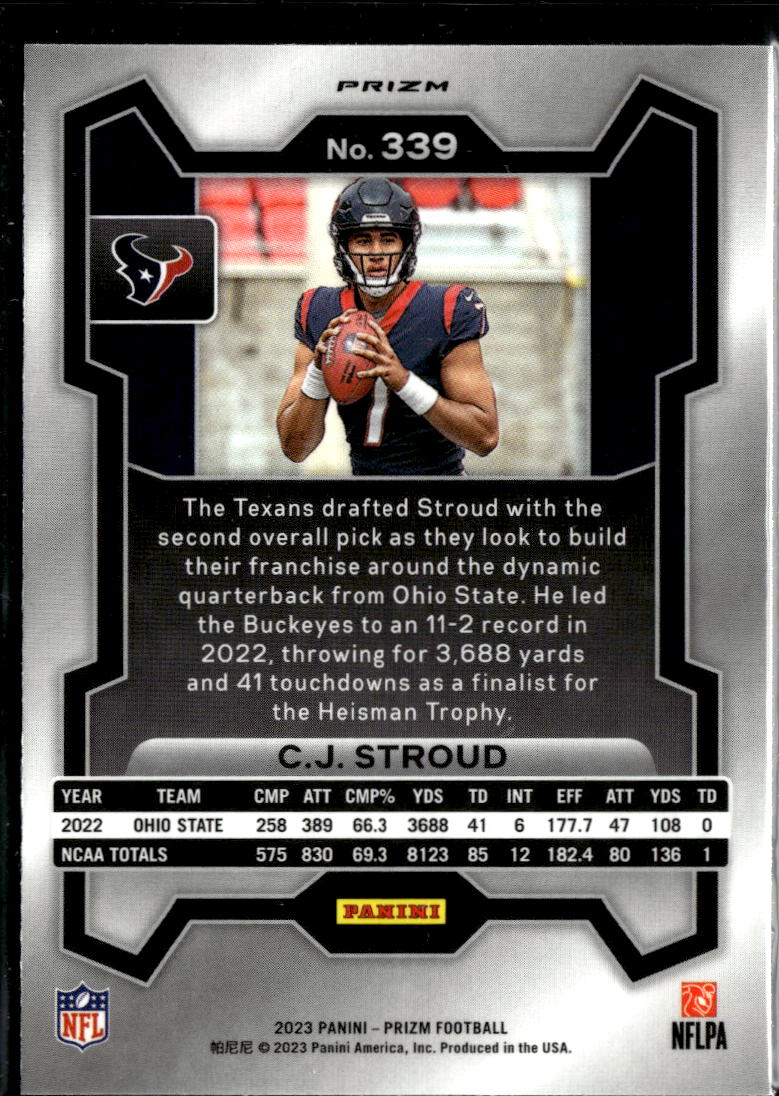 C.J. Stroud 2023 Panini Prizm RC Rookie Pink Prizm #339 Houston Texans