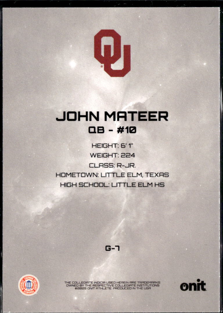 John Mateer 2025 Onit Galaxy Purple /99 Washington State Cougars