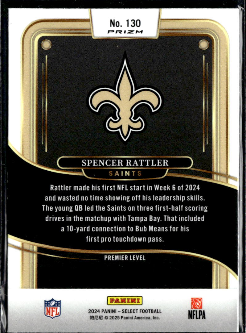 Spencer Rattler 2024 Select White Sparkle Prizm Rookie SSP RC New Orleans Saints