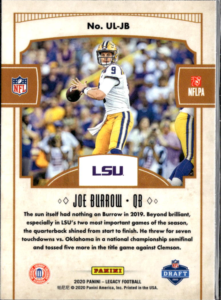 Joe Burrow 2020 Legacy Under the Lights Silver Rookie RC LSU Tigers