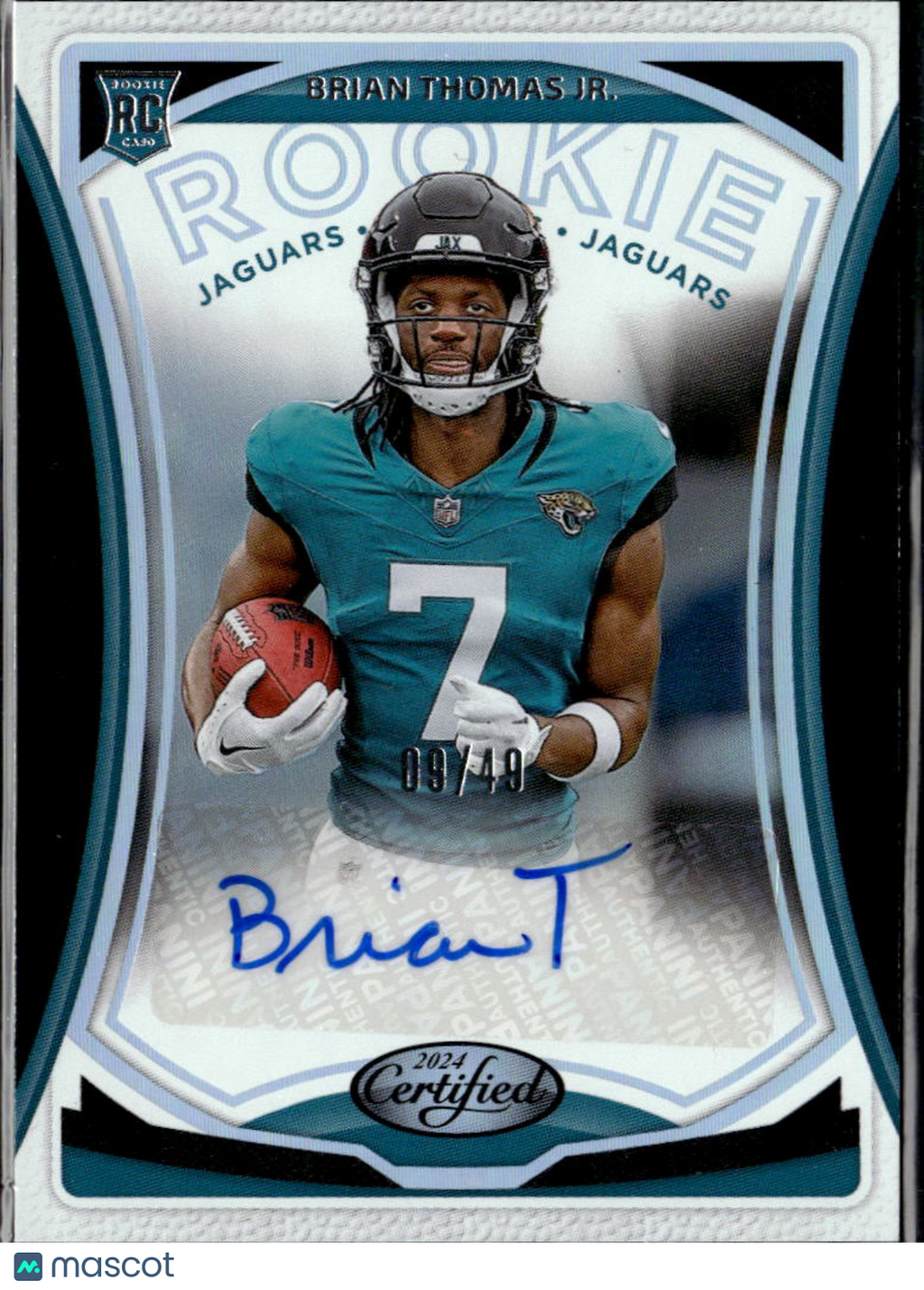 Brian Thomas Jr. 2024 Certified Auto Autograph RC 9/49 Jacksonville Jaguars