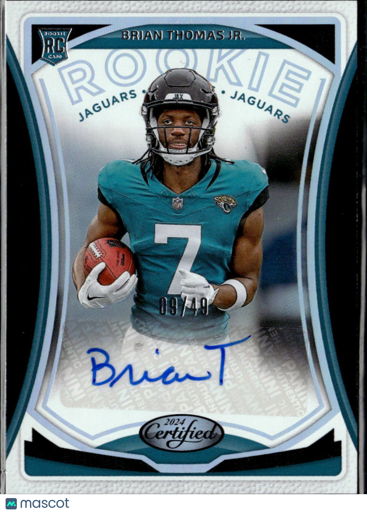 Brian Thomas Jr. 2024 Certified Auto Autograph RC 9/49 Jacksonville Jaguars