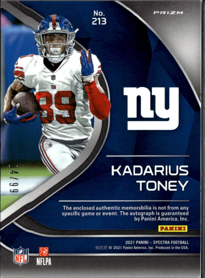 Kadarius Toney 2021 Spectra Auto Autograph Patch RC 4/99 New York Giants