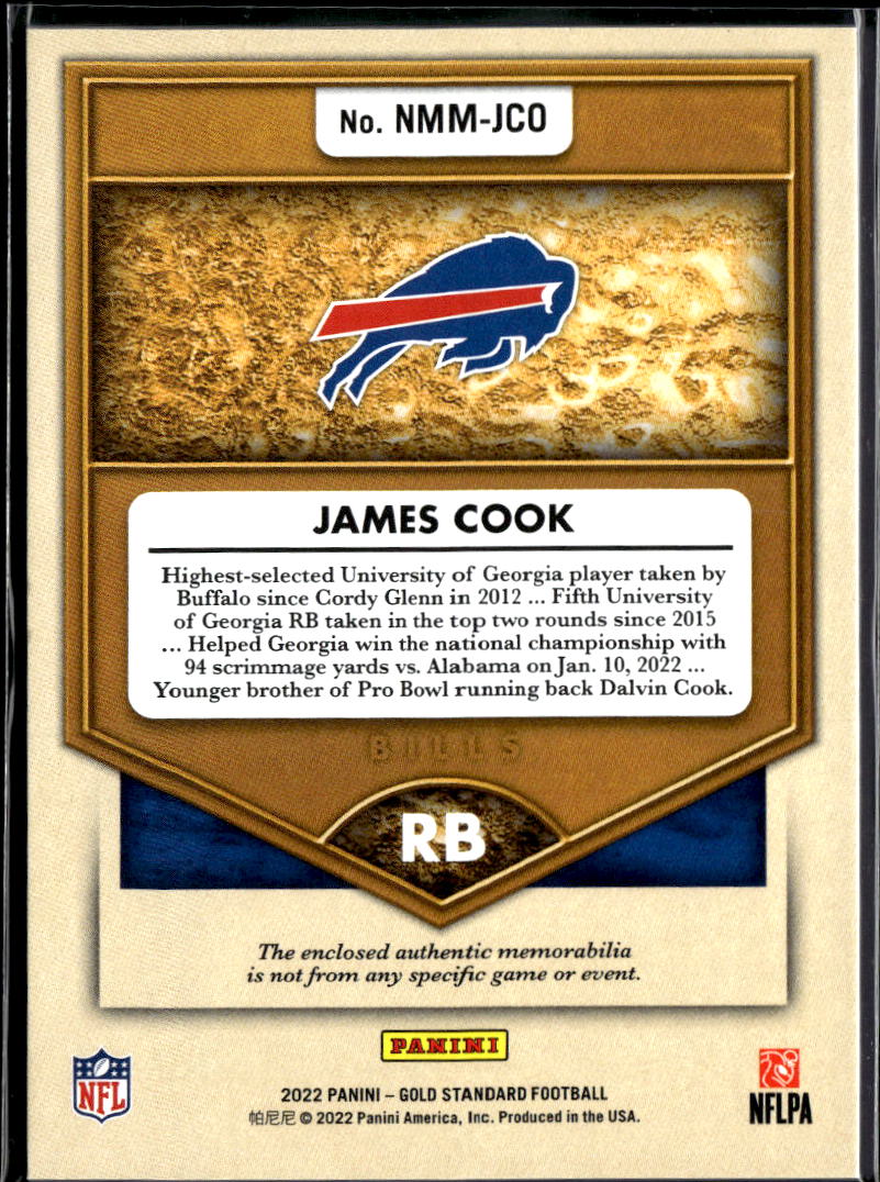 James Cook 2022 Gold Standard Newly Minted Patch RC 130/399 Buffalo Bills