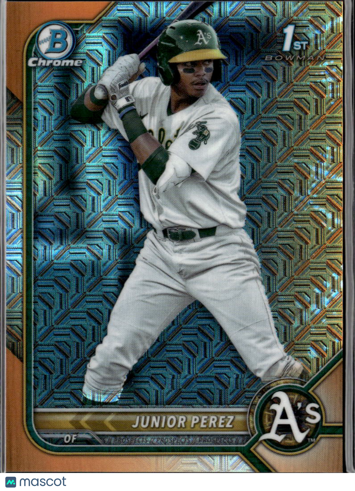Junior Perez 2022 Bowman Chrome 1st Orange Refractor 4/25 Oakland Athletics